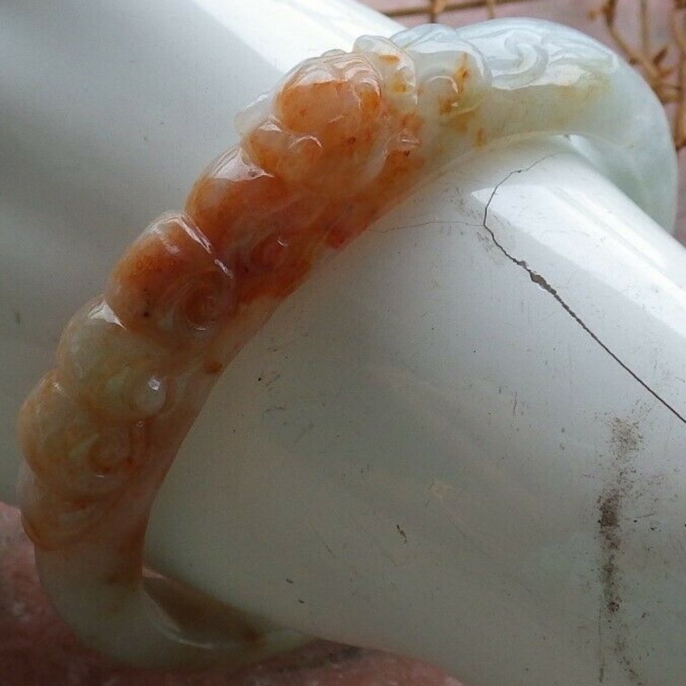 Certified Red Natural A JADE Jadeite Goose Dragon Bangle Bracelet 59mm